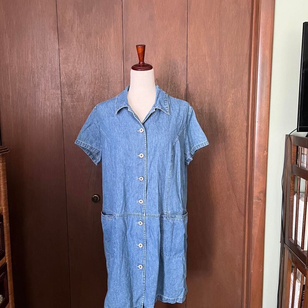 Faded Glory Women's Denim Button Up Dress Y2K